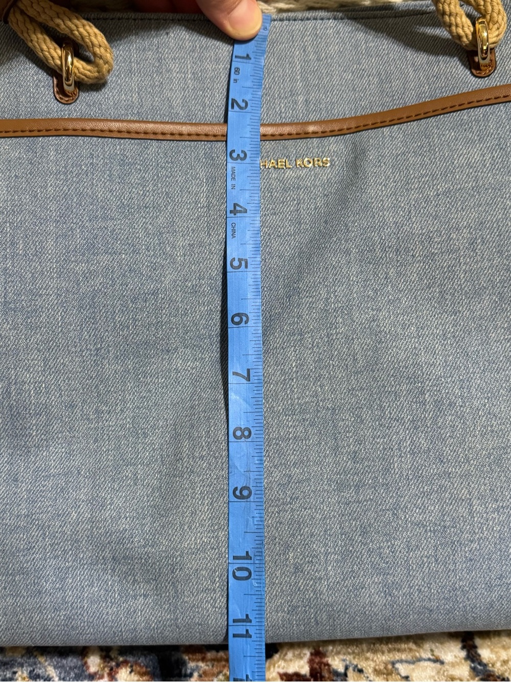 NWT $258 Michael Kors Talia Lrg Grab Bag Canvas Tote/Purse Wash Denim AUTHENTIC - Picture 15 of 16